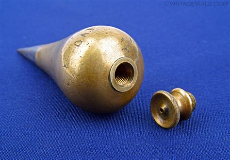 Al Thompson Lowell Mass 98 Ounce Brass Plumb Bob 1890s Vintage Vials Antique Tools