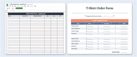 T Shirt Order Form Template Free Printable Printable Form Templates