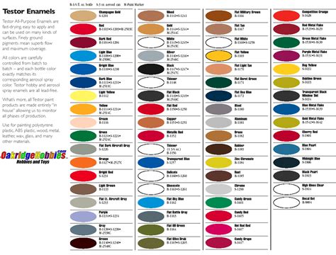 Testors Spray Paint Color Chart