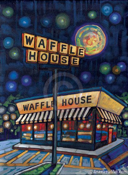 Waffle House By Anastasia Mak Painting Night Sky Stars Breakfast Awning