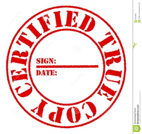 Certified True Copy Red Stamp Effect Stock Photo Image