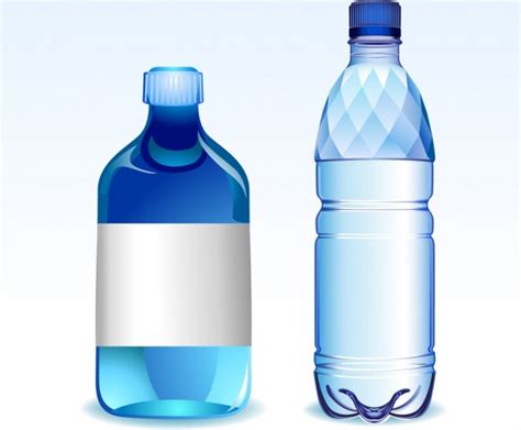 Plastic Water Bottle Icons Shiny Blue Design Vector Icon Free Vector