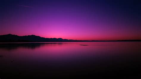 3840x2160 Pink Purple Sunset Near Lake 4k Wallpaper Hd