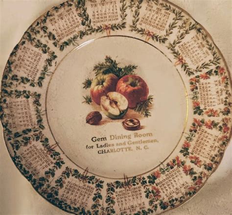 Antique Calendar Plate Gem Dining Room For Ladies And Gentlemen