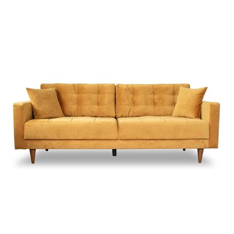 Mid Century Modern Deven Yellow Sofa Ash4375