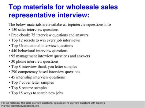 Wholesale Sales Representative Interview Questions And Answers