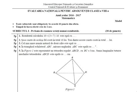 Evaluare NaŢionalĂ 2017 MatematicĂ Subiecte şi Barem Cubul