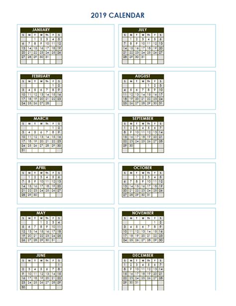 blank yearly calendar vertical template
