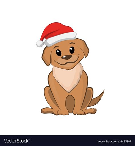 Brown Puppy In Christmas Hat Cute Dog Royalty Free Vector