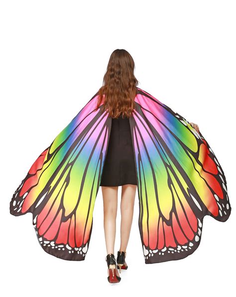 Rainbow Women Butterfly Wing Cape Christmas Celebration Costume And