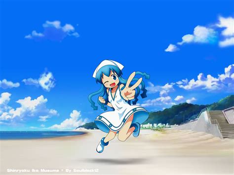 Anime Girls Shinryaku Ika Musume Ika Musume 1080p Hd Wallpaper