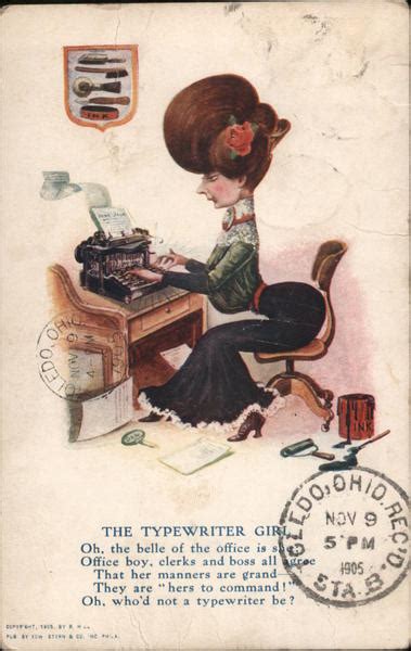 The Typewriter Girl Typewriters Postcard