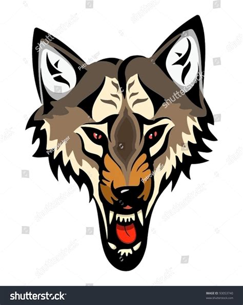 Cartoon Angry Wolf Head Isolated On Stock Vector 93053740 Shutterstock