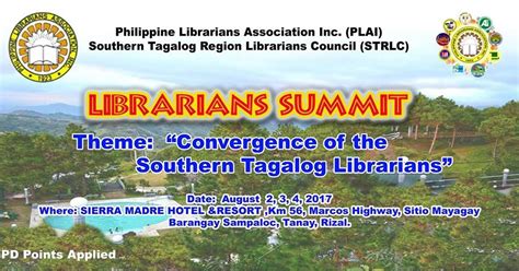 Plai Southern Tagalog Region Librarians Council Strlc Librarians Summit