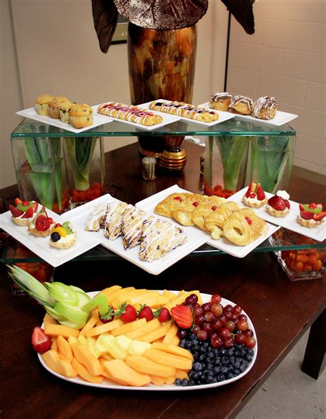 Continental Breakfast Display Muffins Danish Caramel Roll Fruit