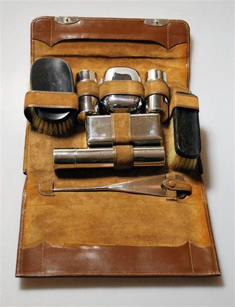 Vintageantique 1920s Mens Grooming Set In Leather Case Mens Grooming