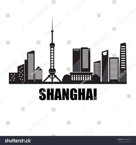 Shanghai City Skyline Silhouette Background Vector Stock Vector