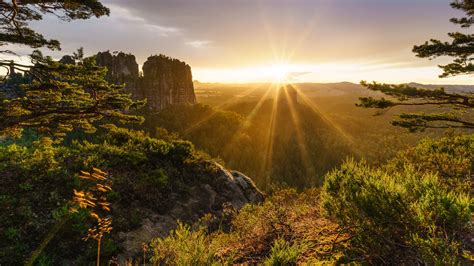 Wallpaper Switzerland Nature Landscape Alps Mountains Trees Sunrise