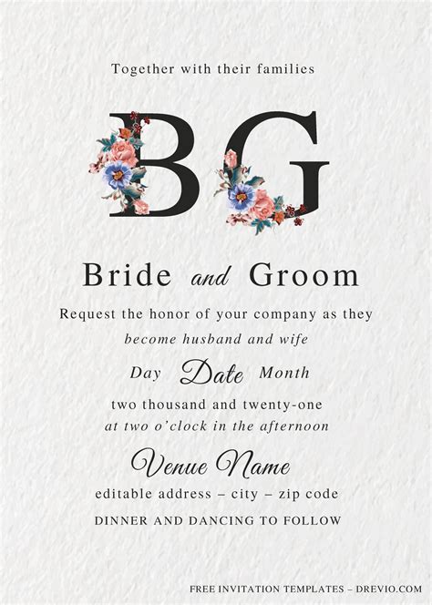 Elegant Wedding Invitation Templates Editable With Ms Word Download