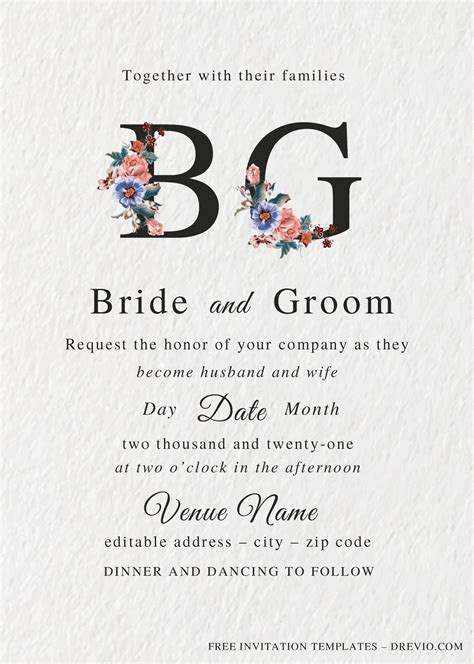 Elegant Wedding Invitation Templates Editable With Ms
