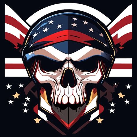 Premium Vector Digital Art American Flag Skull Vector