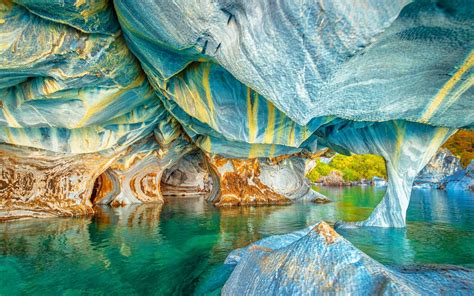 Nature Landscape Lake Cave Chile Colorful Water Erosion Rock
