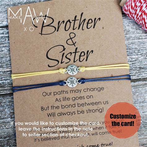 Brother Sister T Matching Friendship Bracelet Personalized Etsy Canada