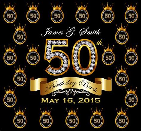 50th Birthday Party Custom Backdrop Step And Repeat Black And Gold
