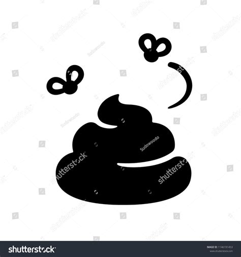 Simple Poop Illustration Pile Shit Flies Stock Vector Royalty Free