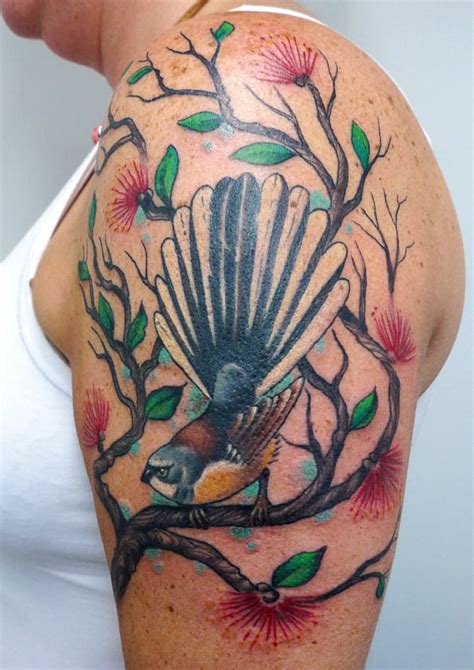New Zealand Fantail Tattoo By Matt Curtis Tribal Body Art
