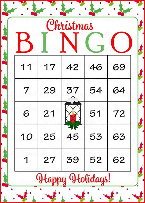 Free Printable Christmas Bingo Cards With Numbers