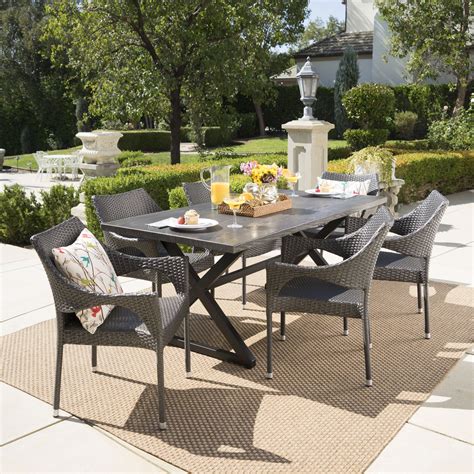 Wicker Outdoor Dining Table Chairs Grays Outdoor 7 Piece Wicker