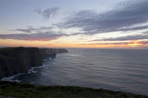Beautiful View Of A Sunset At The Cliffs Of Moher In County Clare