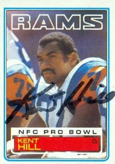 Kent Hill Autographed Football Card Los Angeles Rams 1983 Topps 92