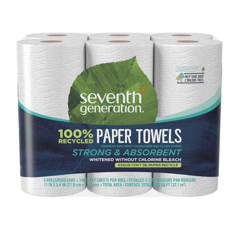 Seventh Generation 100 Recycled Paper White 2 Ply Paper Towels 6 Count