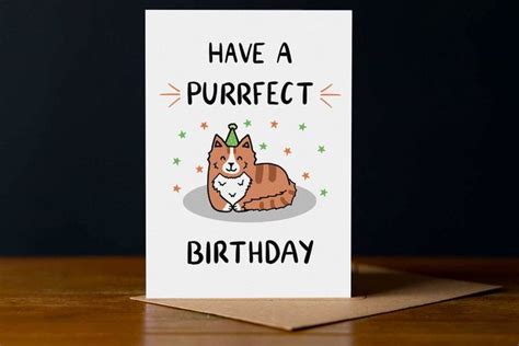 Have A Purrfect Birthday Cat Birthday Pun Card Choice Of 2 Etsy Pun Card Cat Birthday