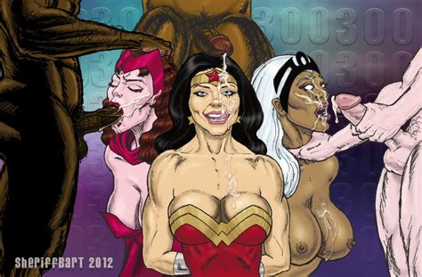 Blowbang With Wonder Woman Storm And Scarlet Witch Crossover Group