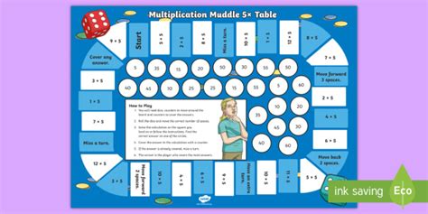 Multiplication Muddle 5x Table Board Game Teacher Made