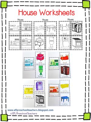 ESL House Worksheets for Preschool | House worksheets, Kindergarten worksheets, Worksheets
