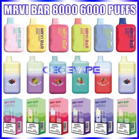 Original Mrvi Bar 8000 6000 Puffs Disposable Vape Pen E Cigarette With Rechargeable 650mah