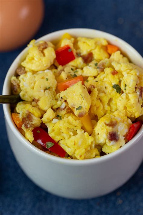 Eggs are among the most versatile ingredients when it comes to a microwaved breakfast. Microwave Scrambled Eggs in a Mug Recipe - The Protein Chef