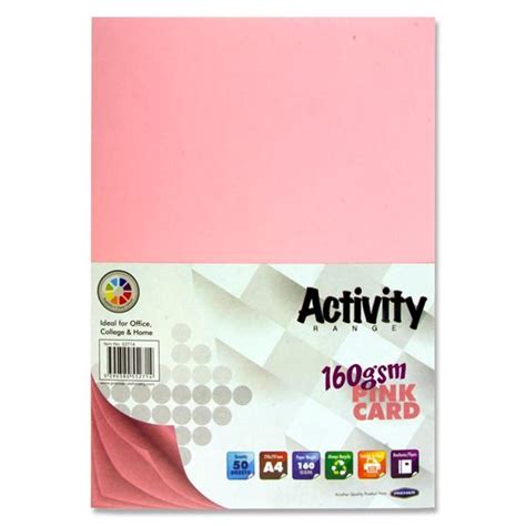 A4 160gsm Card 50 Sheets Pink Bann Stationery