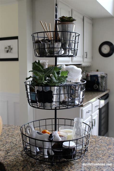 A wide variety of home decor baskets options are available to you, such as food, clothing. Spring Home Tour | Kitchen baskets, Tray decor, Wire ...