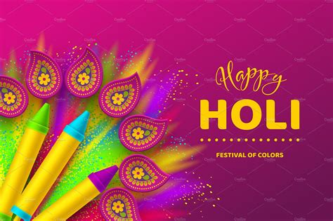 Colour your mind with positivism and happiness! Happy Holi colorful design for ~ Graphic Objects ~ Creative Market