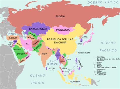 Ásia Mapa Dados Países E História