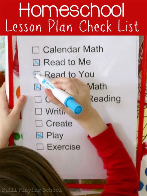 Families must write down all their family member names with their respective activities. Homeschool Lesson Plan Schedule Check List | Still Playing ...