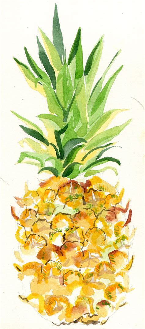 Watercolour Pineapple Акварельные печати Акварельные иллюстрации