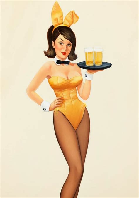 Bunny Waitress Pin Up Girl Pop Map Poster Classic Vintage Retro Kraft