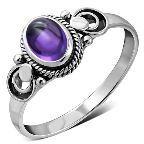 Stone Rings Ethnic Sterling Silver Amethyst Ring R505