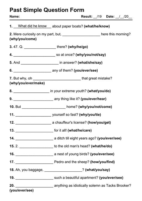 101 Printable Past Simple Question Pdf Worksheets With Answers